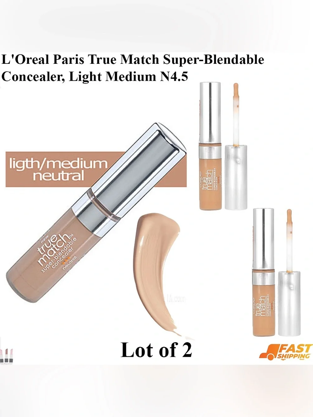 L'Oreal True Match Super-Blendable Concealer - Light/Medium N4.5 (Neutral) 2pk